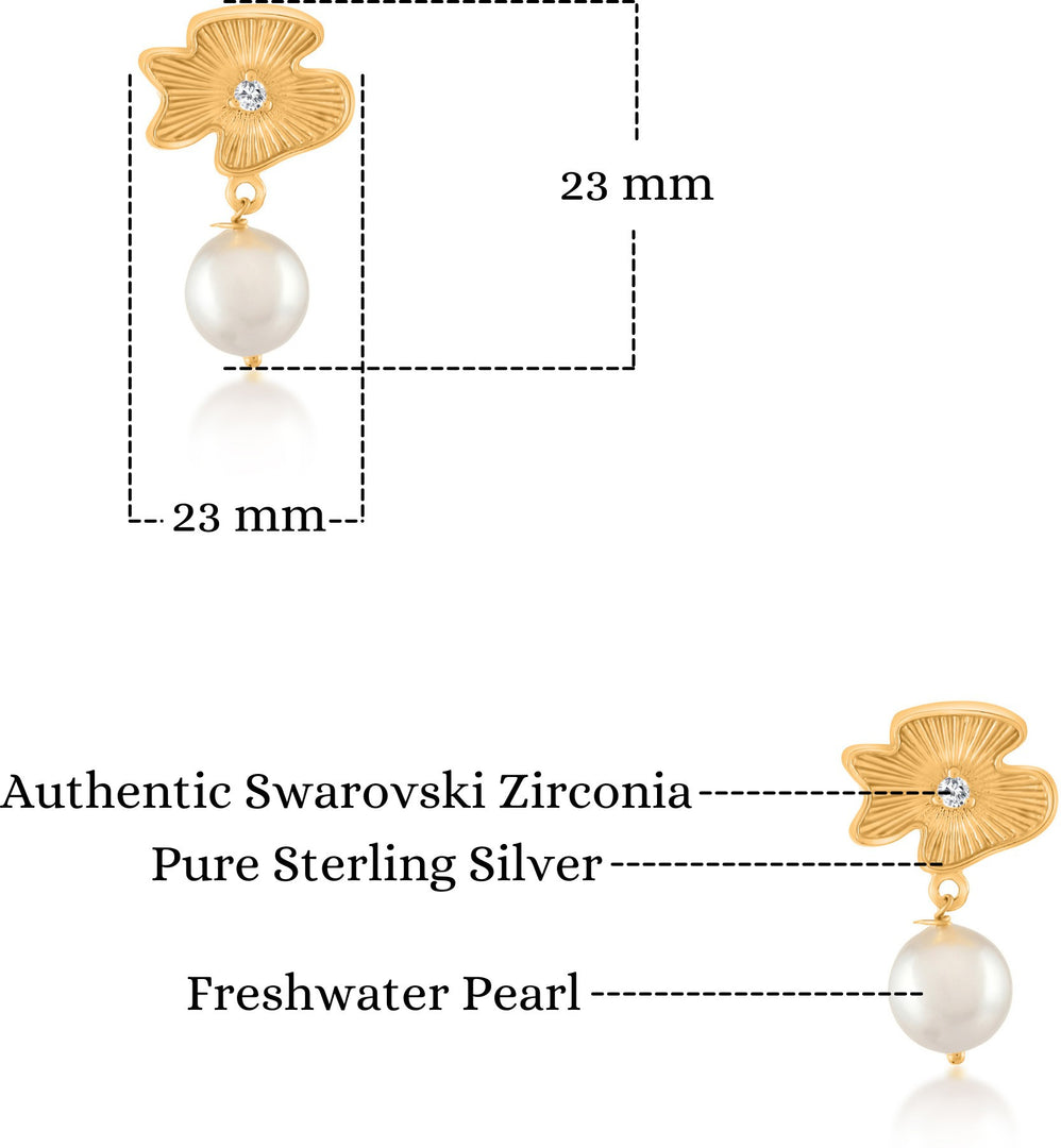 Elegant Pearl (Moti) Gold-Plated Dangle Drop Earrings