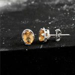 Load image into Gallery viewer, Natural Citrine Gemstone Oval Shape Stud Earrings for Women
