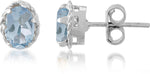 Load image into Gallery viewer, Natural Blue Topaz Gemstone Oval Stud Earrings for Women
